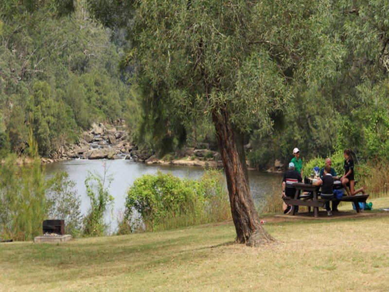 Picnic area next to the water in Bents Basin State Conservation Area. Photo: John Yurasek © OEH