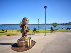 See sculptures along the lake