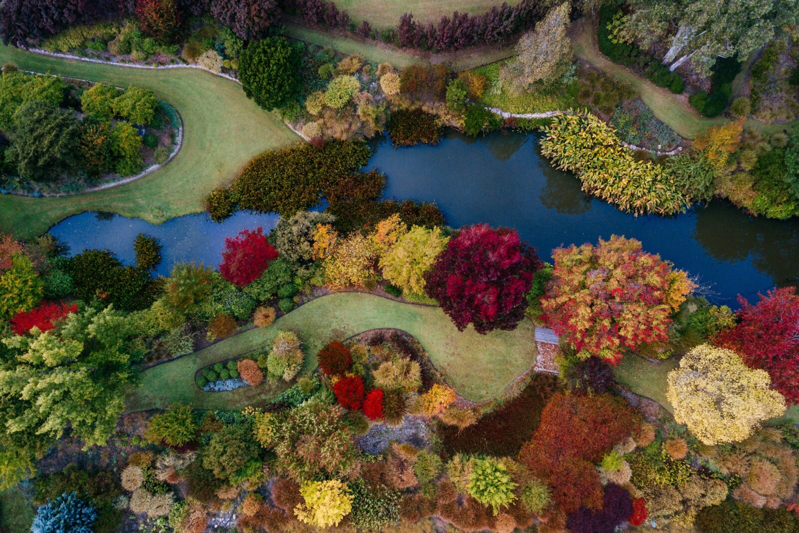 Drone shot displaying seasonal colour and variation
