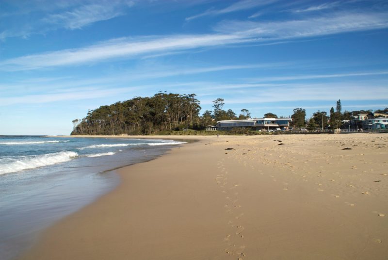 Beach at Mollymook and Club in the distance