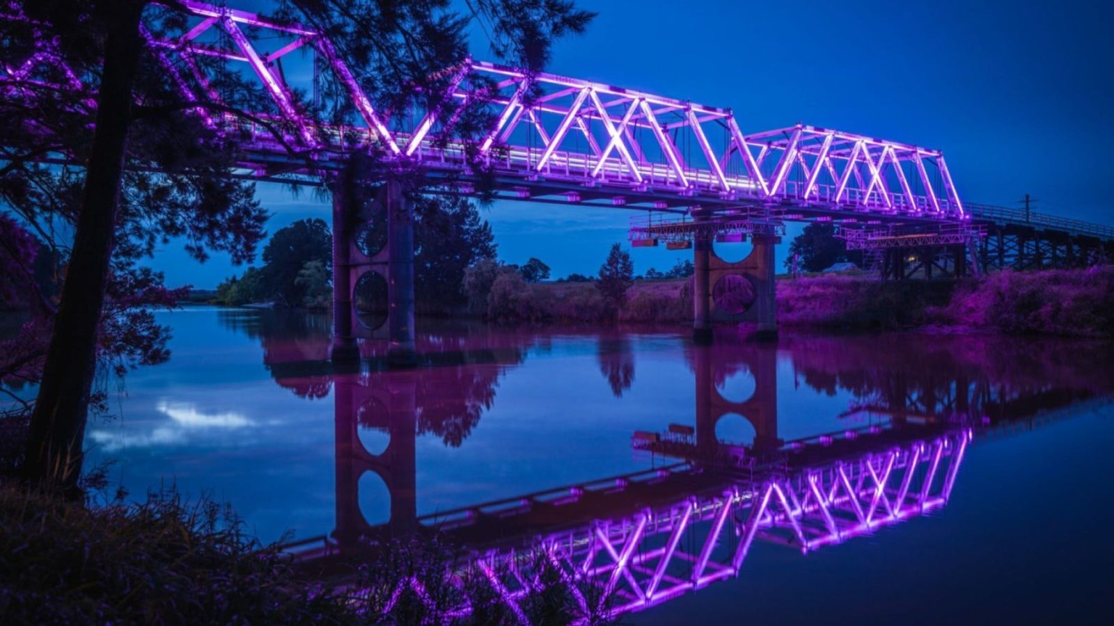 Morpeth Bridge lit up