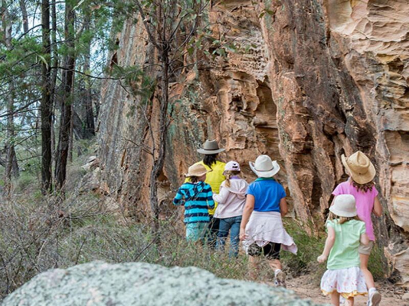 A group of people following a ranger on a tour of Pilliga National Park. Photo: John Spencer ©