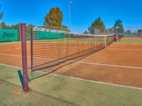 Close up of tennis court at Raworth Tennis Centre