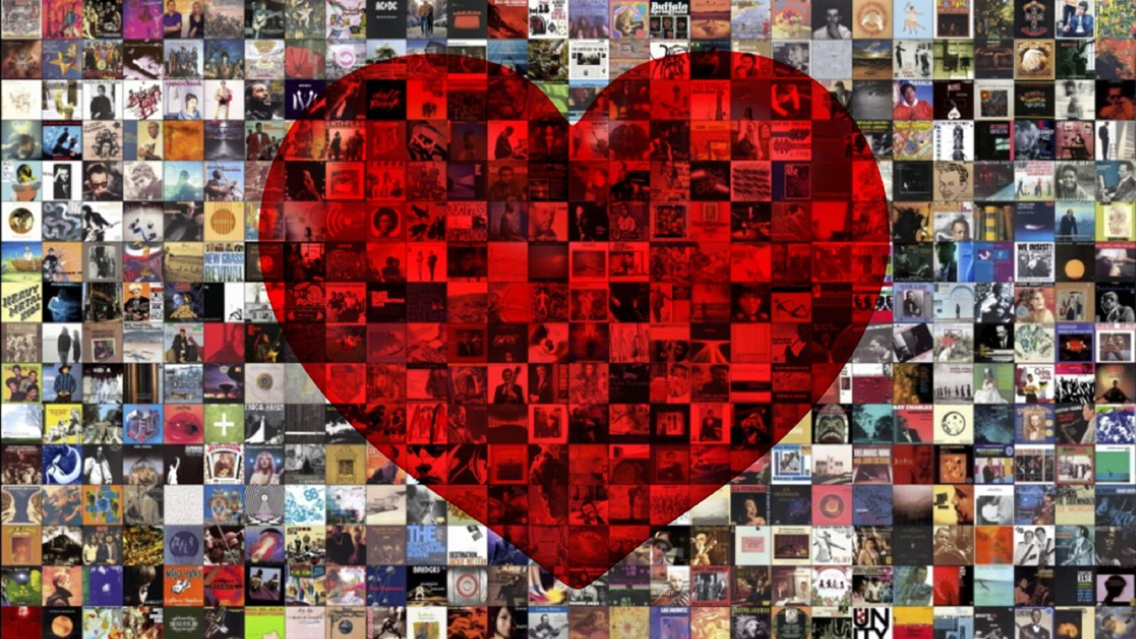 Heart Mosaic with record covers