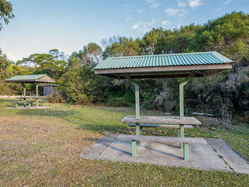 Picnic shelters at Turingal Head picnic area in Bournda National Park. Photo: John Spencer/DPIE