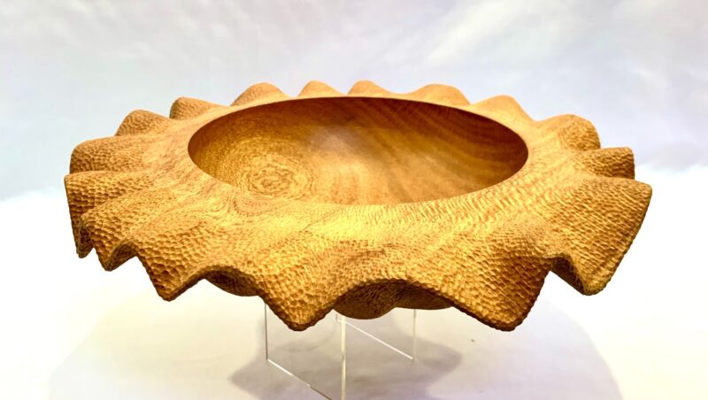 Turned abd Carved wooden bowl