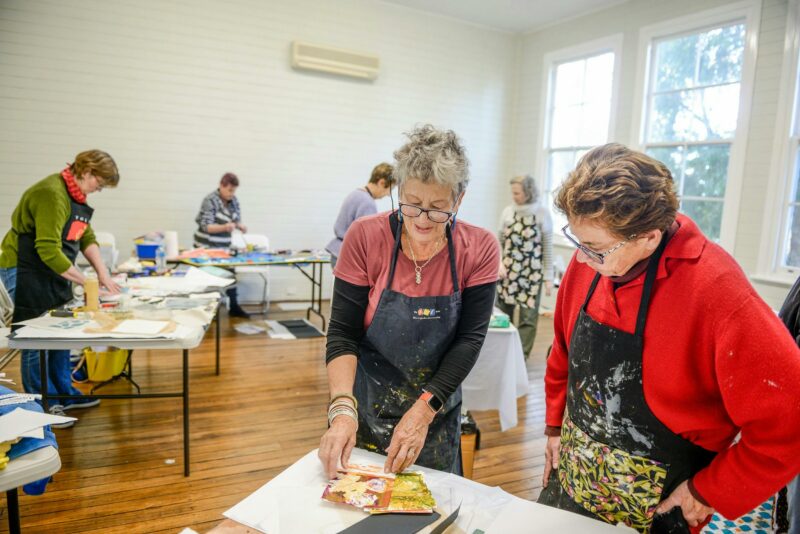 Arts Muster arts and crafts workshops, such as printmaking, in Huskisson NSW