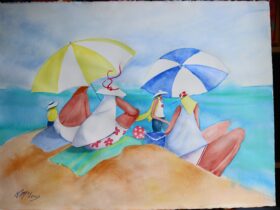 Kim McLean Art beach bum painting