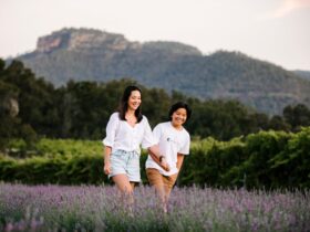 Mother and Son enjoying the lavender fields at Hunter Lavender Farm