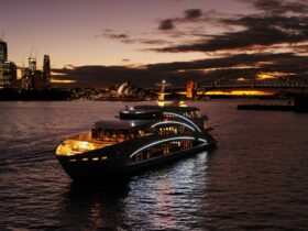 The Jackson vessel at dusk in Sydney Harbour