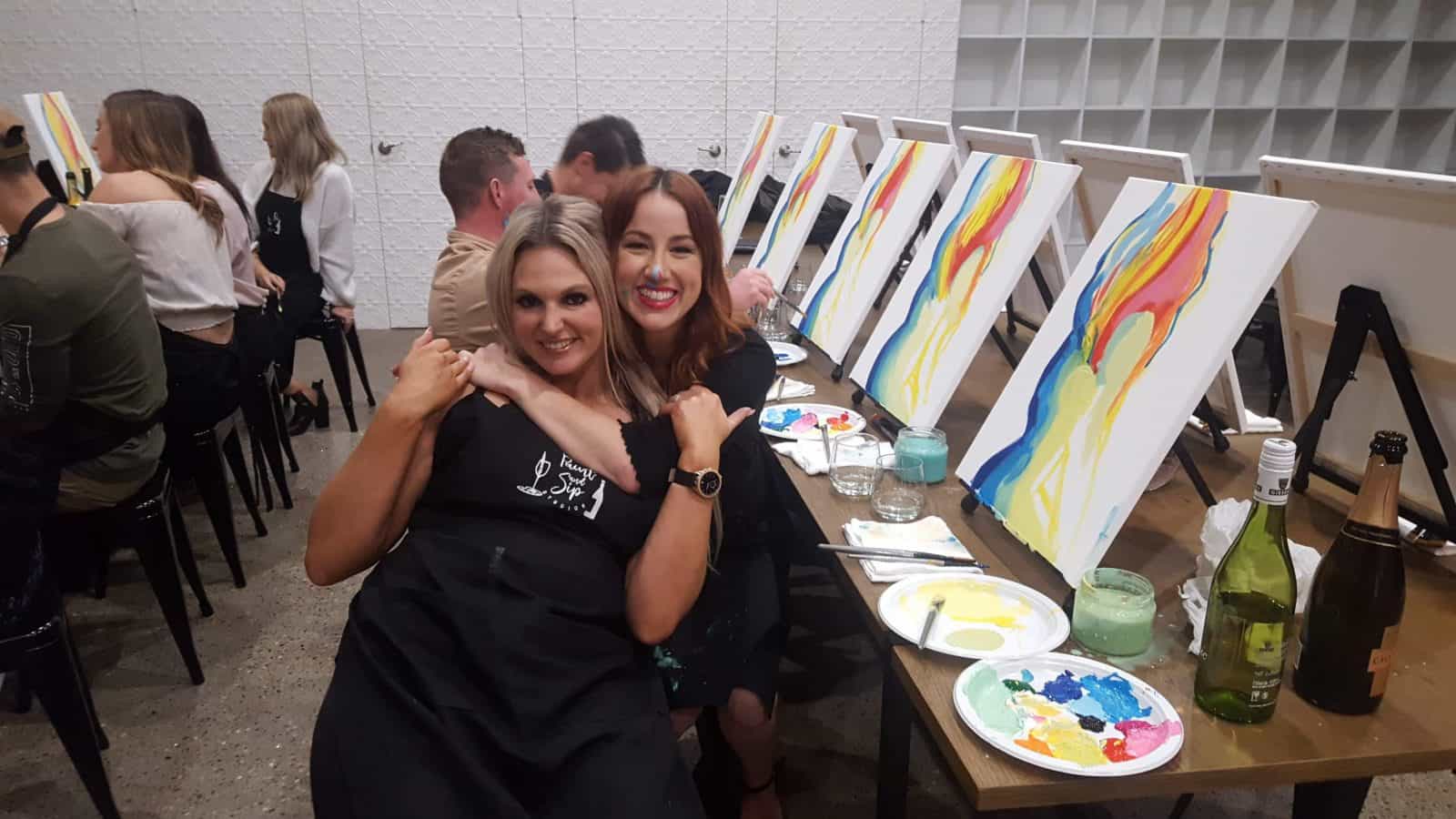Friends having fun at Paint and Sip