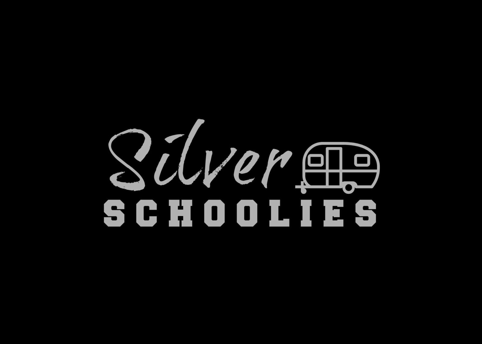 Logo of silver caravan and text Silver Schoolies