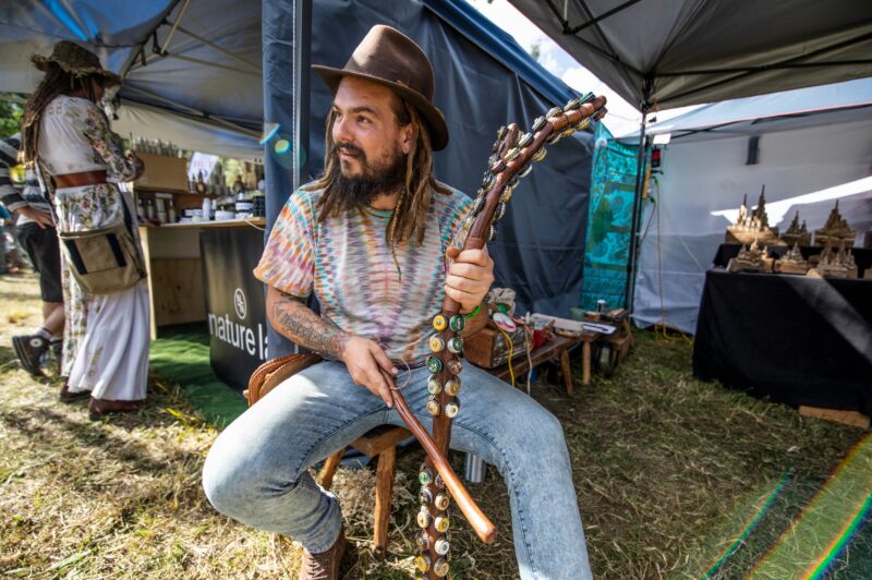 Musician performing at the 2019 St Albans Folk Festival