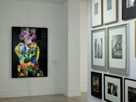 Gallery space with art on walls