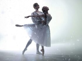 Image of a male and female ballet dance on stage