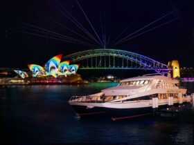 Take in the best views of Vivid Lights from the outer decks of the Vivid Sydney Magistic cruise.