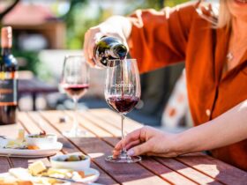 Enjoy a glass of wine and a platter outside Cellar Door
