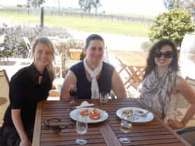Guests enjoy cheeses and wines made at Gallagher Wines