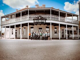 Holbrook Hotel Staff standing out the front of the building.