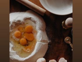 eggs, four and a rolling pin