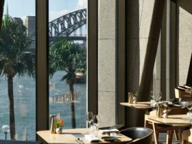Oborozuki Main dining room overlooking Sydney Harbour.