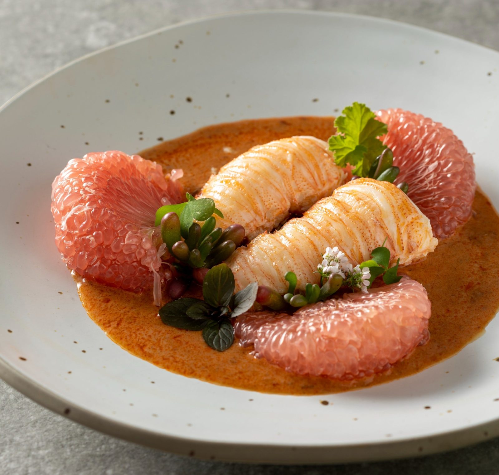 Australian Slipper lobster, pomelo, shreaded betal leaves with Thai chilli and herbal sauce
