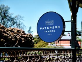 Paterson Tavern sign on wrought iron verandah