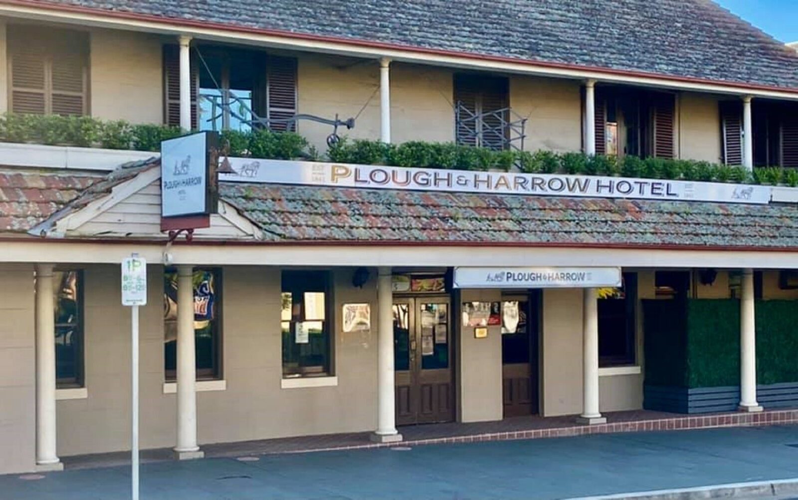 Front facade of the old Plough and Harrow