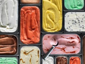 Aerial of ice cream flavours