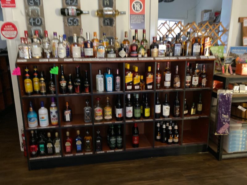 Spirits on display in the store