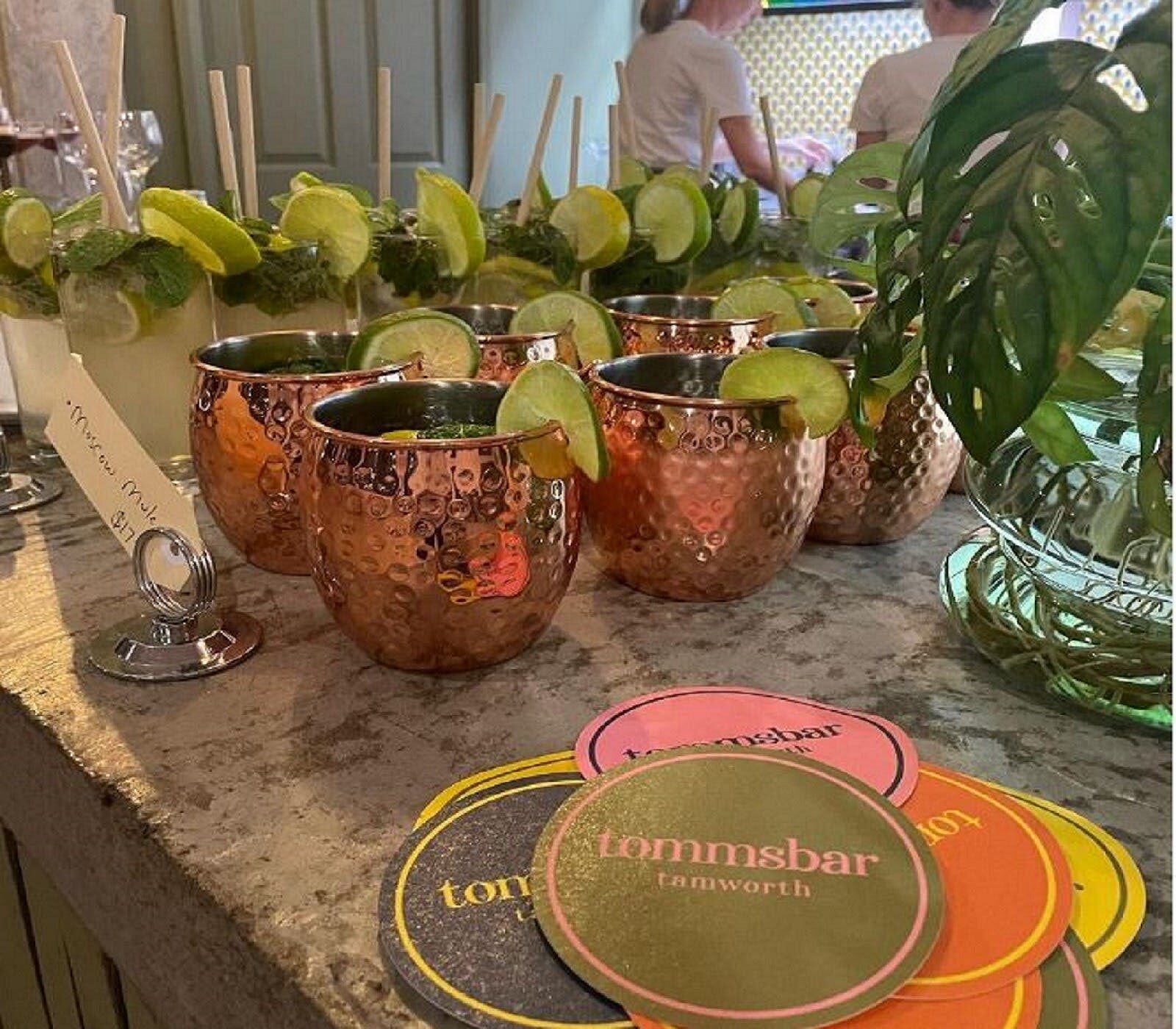 Photo of one of Tommsbar cocktails called Moscow mule ready to be served