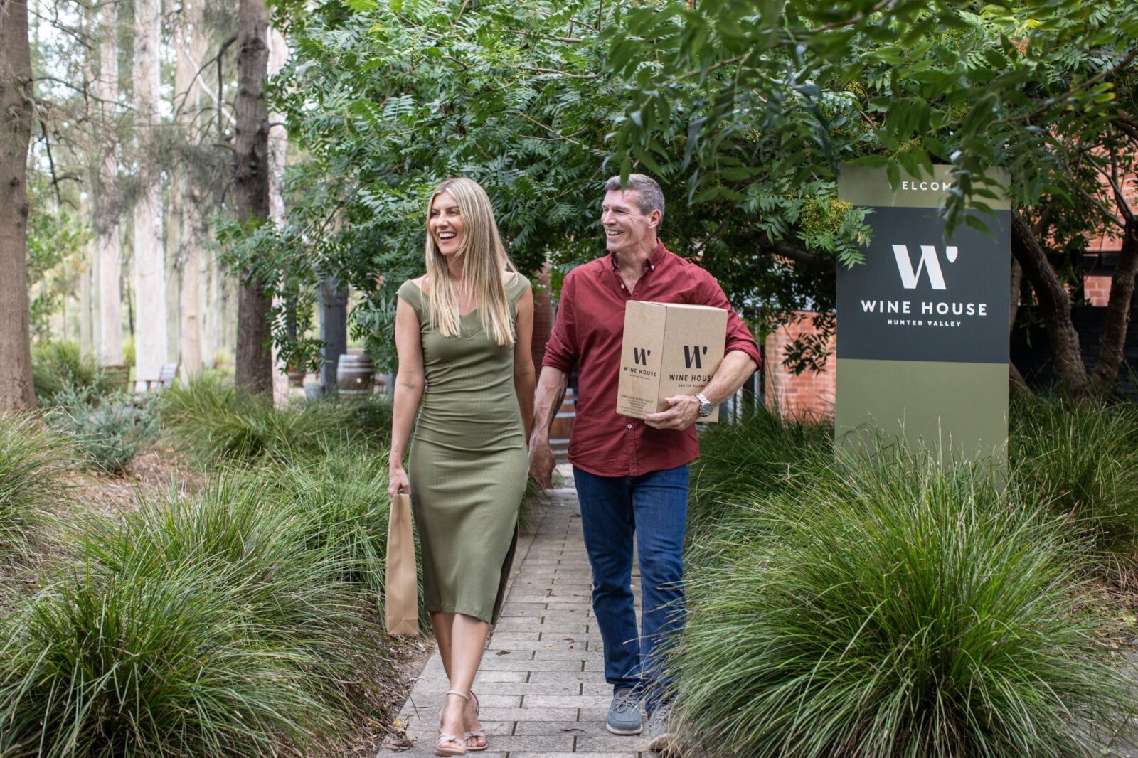 Couple leaving Wine House Hunter Valley