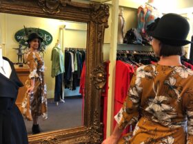 Lady looking at herself in mirror