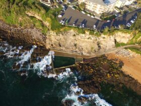 an aerial view picture of avalon rockpool