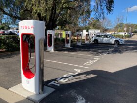 Photo of a Tesla charging station