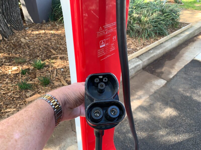 Image of a Tesla Charging plug
