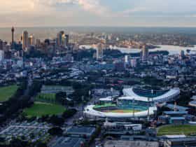 Aerial of Sydney with the Sydney Cricket Ground and Allianz Stadium