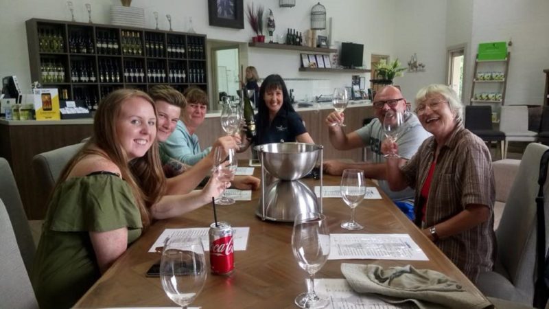 wine tasting fun at Capercaillie Wines
