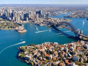 Sydney Harbour and Bridge from the sky
