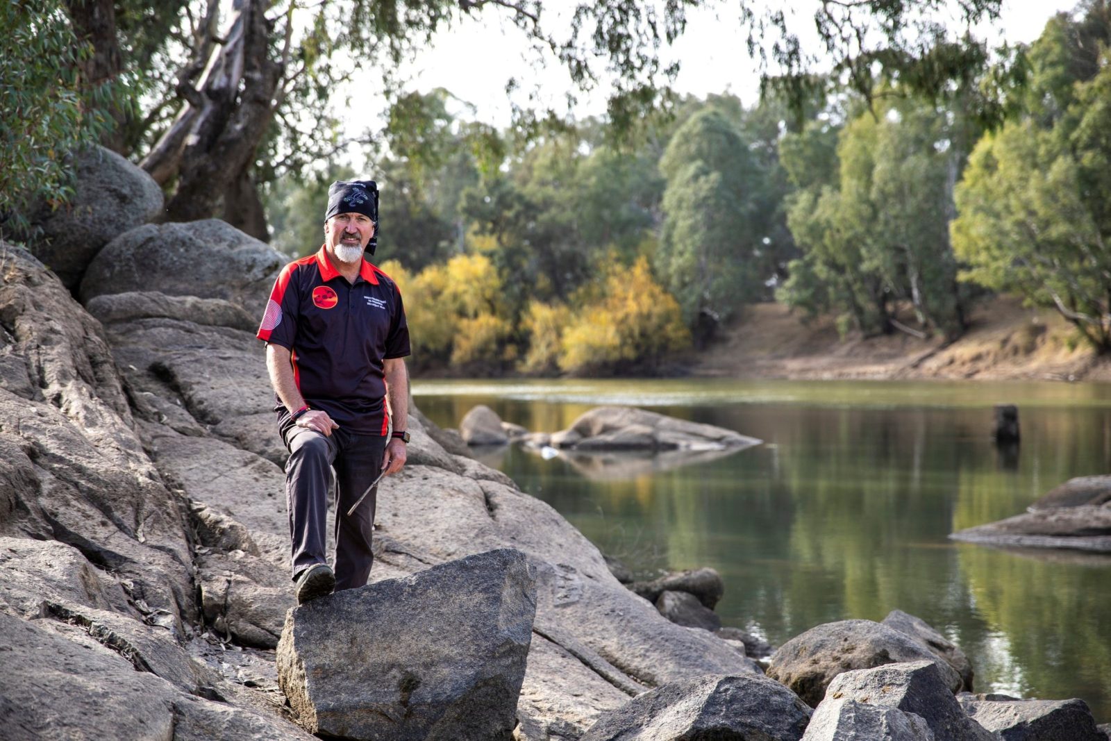 Bundyi Aboriginal Cultural Tours guide Mark Saddler by the Murrumbidgee River