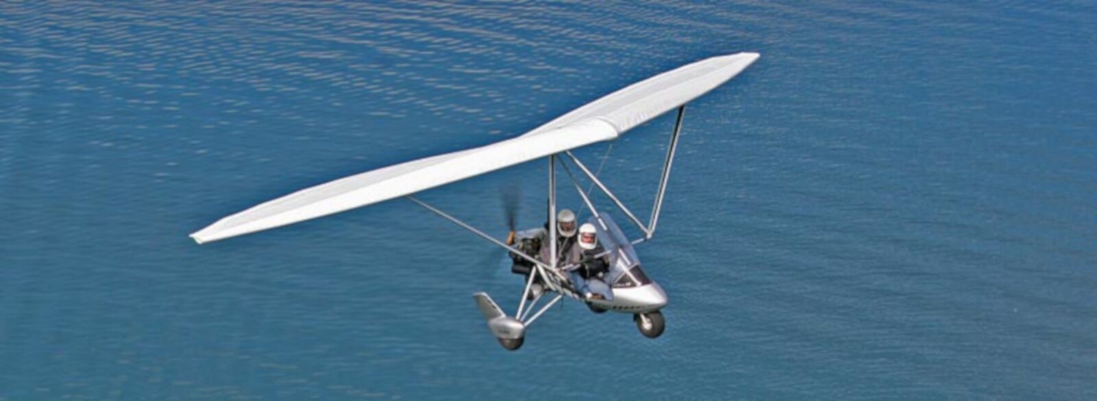 Flying above the ocean in a microlight