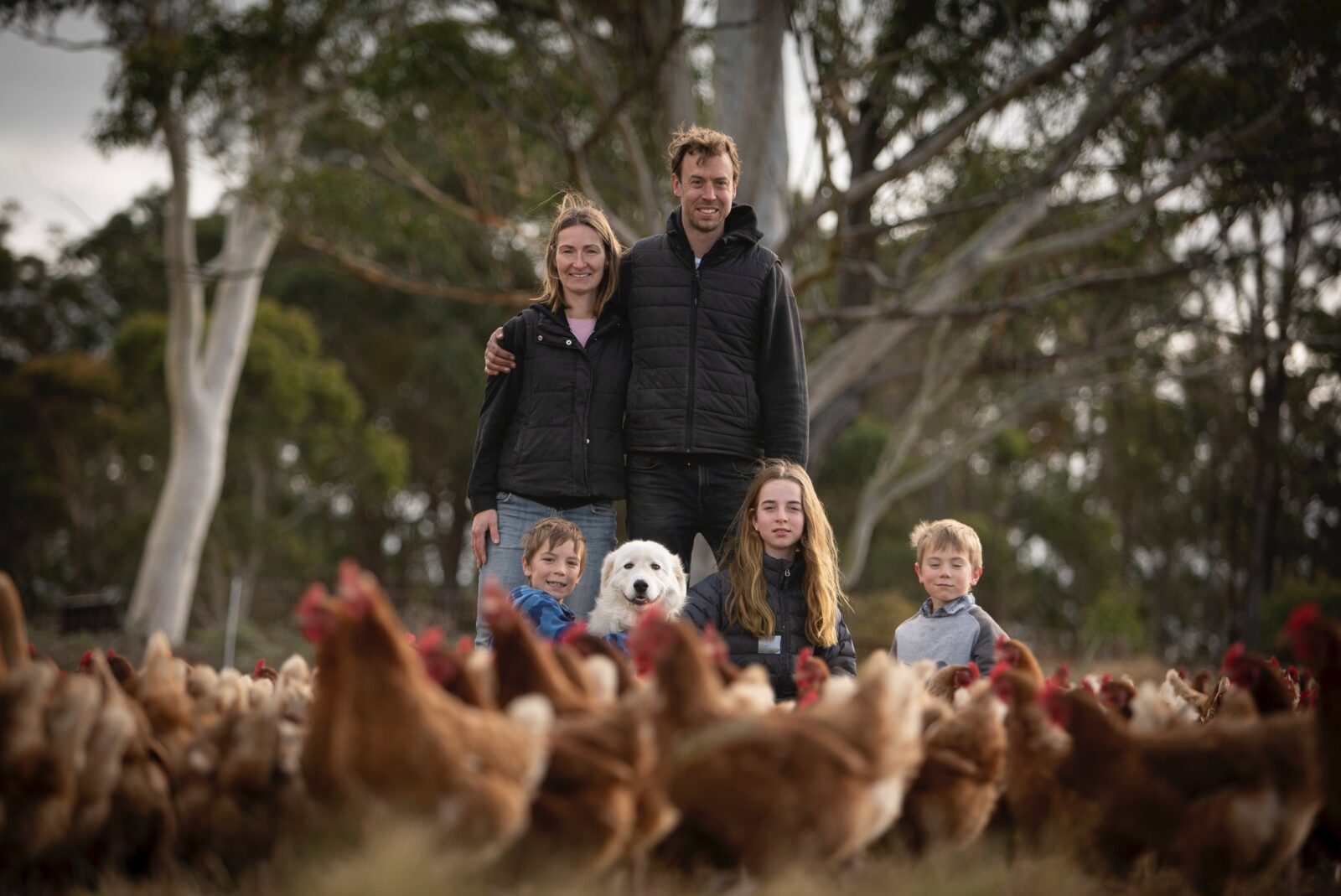 Mussett Family with their hens