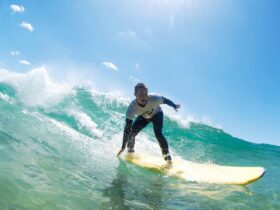 sunny manly beach, surfing, beginner waves