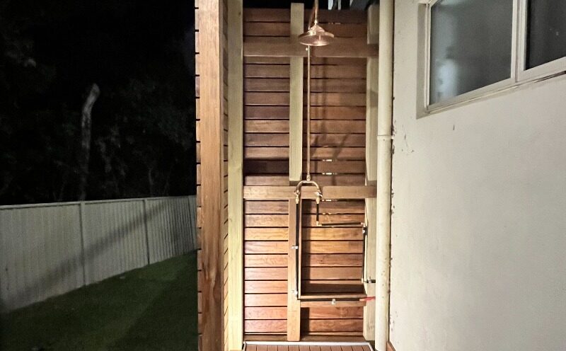 Newly appointed outdoor shower.