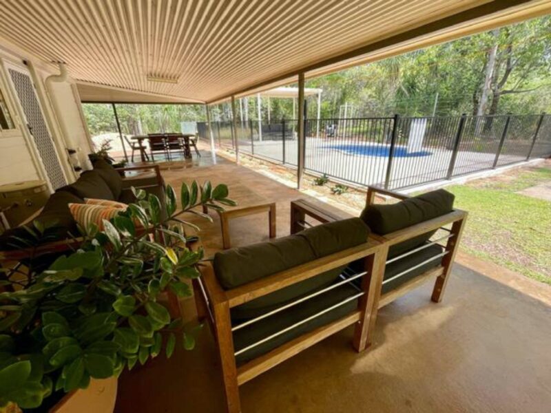 The wide, shady verandah complements the pool beautifully.