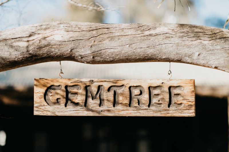 Gemtree wooden carved sign