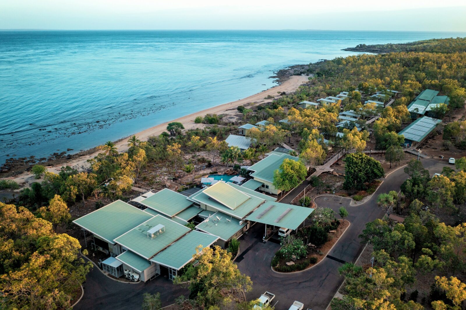 An arial view of the Groote Eylandt Lodge.