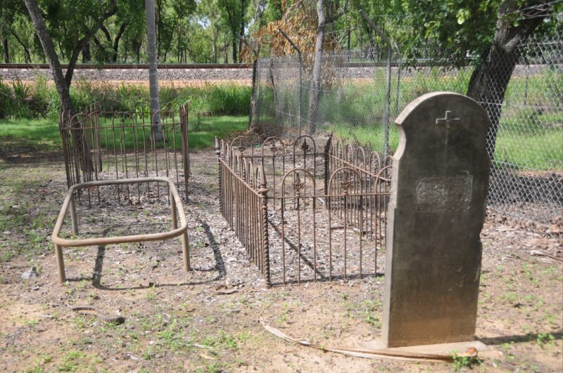 Rudimentary graves at Adelaide River Pioneer Cemetery.