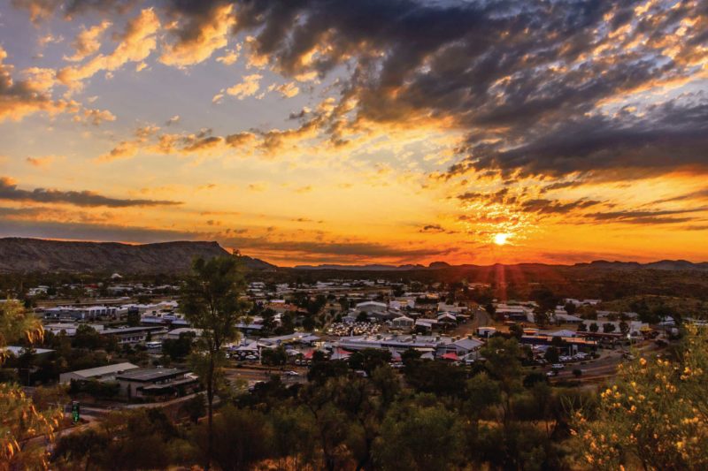 A sunset over Alice Springs viewed from Anzac Hill