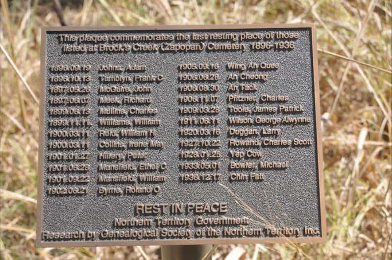 Plaque erected by the NT Government at the site